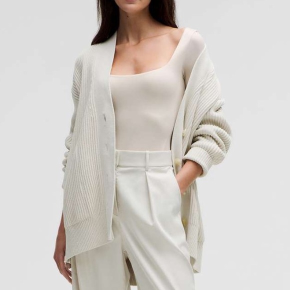 lululemon athletica Tops - NWT $98 Lululemon Wundermost Nulu Square-Neck LS Bodysuit Luxe Shine Foil Bone